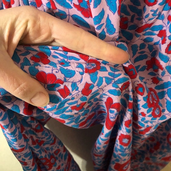 Warm Boho Floral Hippie Festival Silk Flowy Pants - Size 0 - Picture 7 of 7